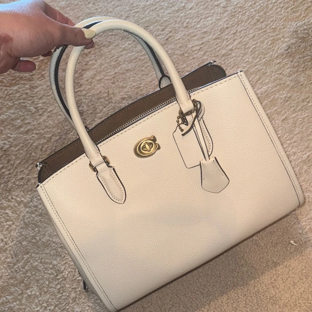 Coach Cream Satchel with Gold Accents - Picture 2 of 16